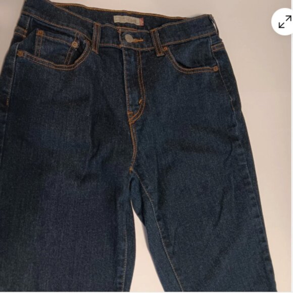 Levi's 505 Straight Leg Jeans Womens 8‎ Short Dark Wash Stretch Denim C24 - Picture 2 of 12